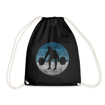 Bodybuilding Bodybuilder GYM Fitnessstudio Retro - Drawstring Bag - black - Front
