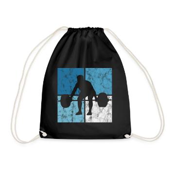 Bodybuilding Bodybuilder GYM Fitnessstudio Retro - Drawstring Bag - black - Front