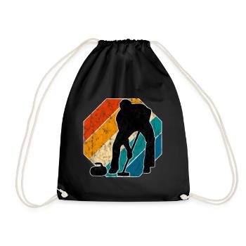 Curling sur glace Curling Retro Cadeau - Sac de sport léger - noir - Devant