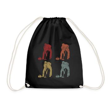 Curling sur glace Curling Retro Cadeau - Sac de sport léger - noir - Devant