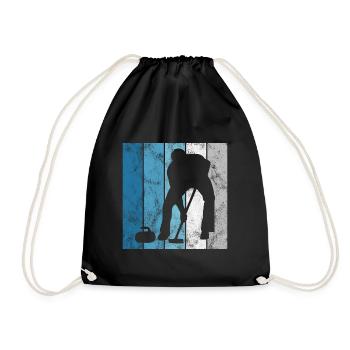 Ice Curling Curler Curling Retro Gift - Drawstring Bag - black - Front