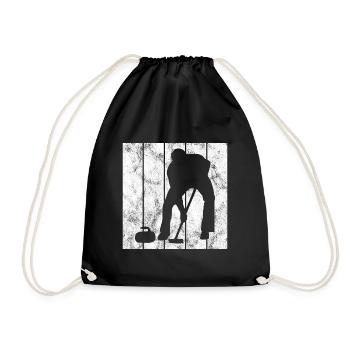 Ice Curling Curler Curling Retro Gift - Drawstring Bag - black - Front