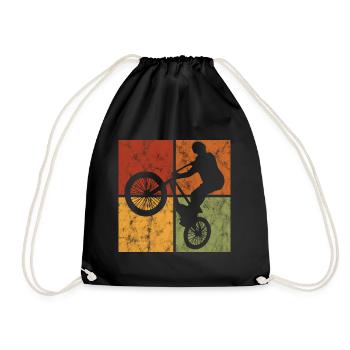 BMX Rad Fahrrad Retro Geschenk Bicycle Motocross - Turnbeutel - Schwarz - Vorne
