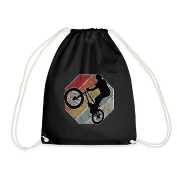BMX Rad Fahrrad Retro Geschenk Bicycle Motocross - Turnbeutel - Schwarz - Vorne