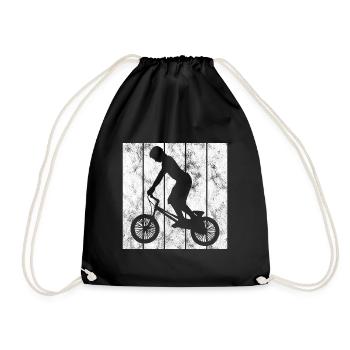 BMX Rad Fahrrad Retro Geschenk Bicycle Motocross - Turnbeutel - Schwarz - Vorne