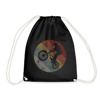 BMX Bike Bike Retro Gift Bicycle Motocross - Drawstring Bag - black - Front