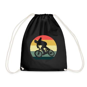 BMX Bike Bike Retro Gift Bicycle Motocross - Drawstring Bag - black - Front