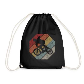 BMX Bike Bike Retro Gift Bicycle Motocross - Drawstring Bag - black - Front