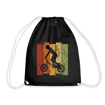BMX Bike Bike Retro Gift Bicycle Motocross - Drawstring Bag - black - Front