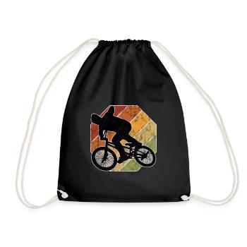 BMX Rad Fahrrad Retro Geschenk Bicycle Motocross - Turnbeutel - Schwarz - Vorne