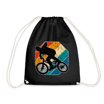 BMX Bike Bike Retro Gift Bicycle Motocross - Drawstring Bag - black - Front