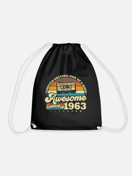 1963 Jahrgang Vintage Retro Geburtstag Geschenk - Turnbeutel - Schwarz