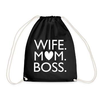 wife mom - Turnbeutel - Schwarz - Vorne
