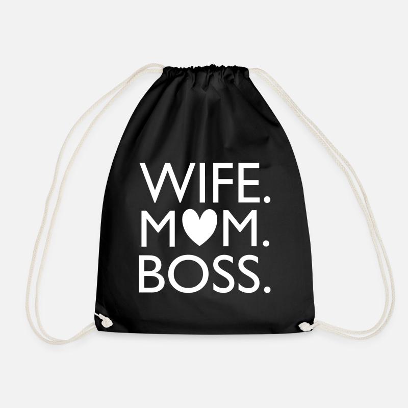 wife mom - Turnbeutel - Schwarz