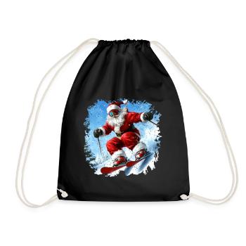 Christmas Skiers - Drawstring Bag - black - Front