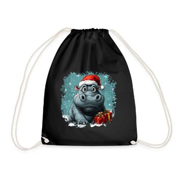 Nilpferd Weihnachten - Turnbeutel - Schwarz - Vorne