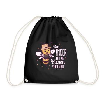 Imker Geschenk Bienen Lustiger Spruch - Turnbeutel - Schwarz - Vorne