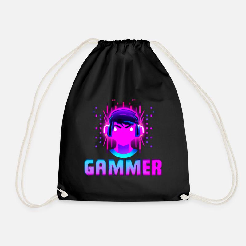 Neon Gammer Boy - Drawstring Bag - black