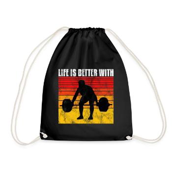 life is better with bodybuilding GYM Bodybuilder - Turnbeutel - Schwarz - Vorne