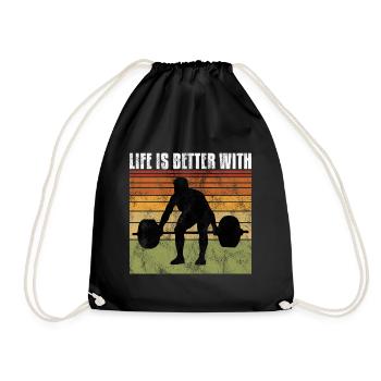 life is better with bodybuilding GYM Bodybuilder - Drawstring Bag - black - Front