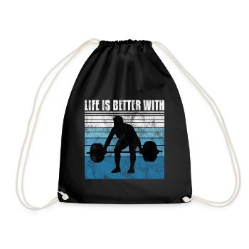 life is better with bodybuilding GYM Bodybuilder - Turnbeutel - Schwarz - Vorne