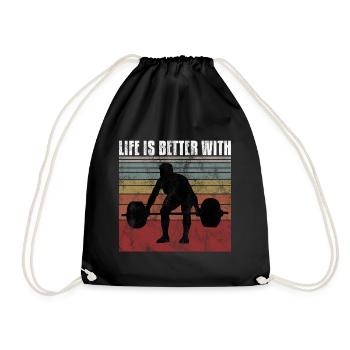 life is better with bodybuilding GYM Bodybuilder - Turnbeutel - Schwarz - Vorne