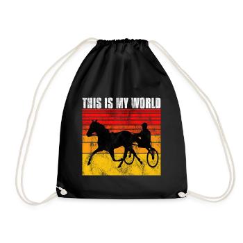 This is my World Trabrennen Trabreiten Retro - Turnbeutel - Schwarz - Vorne
