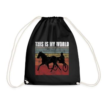 This is my World Trabrennen Trabreiten Retro - Turnbeutel - Schwarz - Vorne