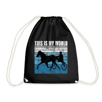 This is my World Trabrennen Trabreiten Retro - Turnbeutel - Schwarz - Vorne