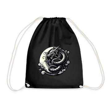 Mystische Drachen-Silhouette - Turnbeutel - Schwarz - Vorne