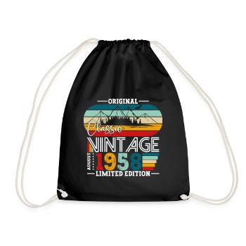 66th Birthday Original August 1958 Born 1958 - Drawstring Bag - black - Front