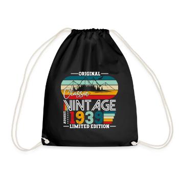 85th Birthday Original August 1939 Born 1939 - Drawstring Bag - black - Front