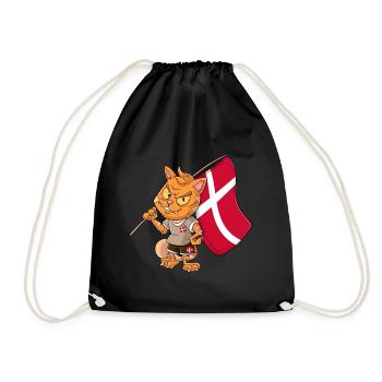 Danish Fan Cat - Drawstring Bag - black - Front