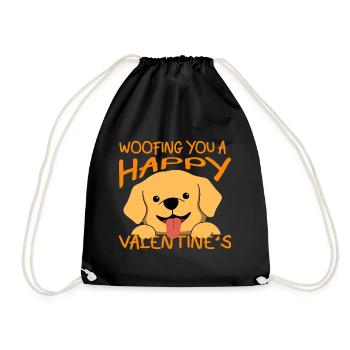 14. Februar Valentinstag-Geschenk Hunde-Besitzer - Turnbeutel - Schwarz - Vorne