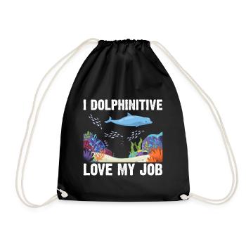 Dolphin Diving Diver Marine Biologist Zooologist - Drawstring Bag - black - Front