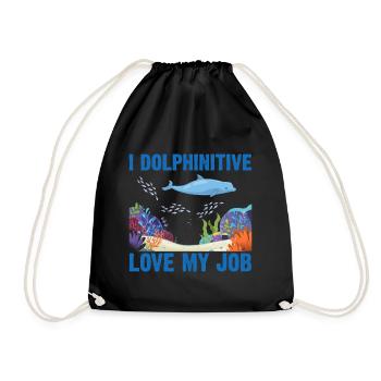 Dolphin Diving Diver Marine Biologist Zooologist - Drawstring Bag - black - Front