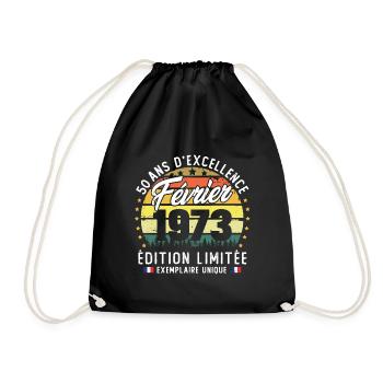 Vintage Cadeau Anniversaire 50 Ans Février 1973 - Sac de sport léger - noir - Devant
