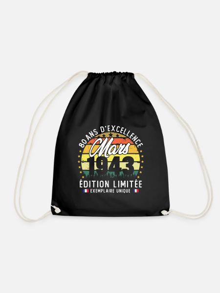 Vintage Cadeau Anniversaire 80 Ans Mars 1943 - Sac de sport léger - noir