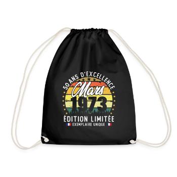 Vintage Cadeau Anniversaire 50 Ans Mars 1973 - Sac de sport léger - noir - Devant