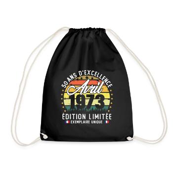 Vintage Cadeau Anniversaire 50 Ans Avril 1973 - Sac de sport léger - noir - Devant