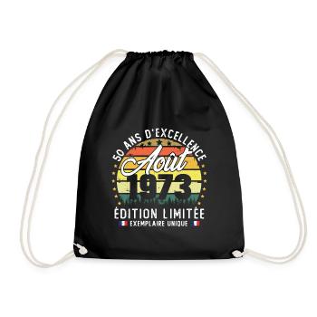 Vintage Cadeau Anniversaire 50 Ans Août 1973 - Sac de sport léger - noir - Devant