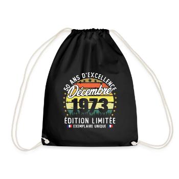 Vintage Cadeau Anniversaire 50 Ans Décembre 1973 - Sac de sport léger - noir - Devant
