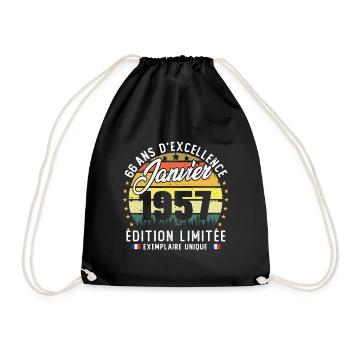 Vintage Cadeau Anniversaire 66 Ans Janvier 1957 - Sac de sport léger - noir - Devant