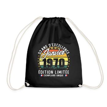 Vintage Cadeau Anniversaire 53 Ans Janvier 1970 - Sac de sport léger - noir - Devant
