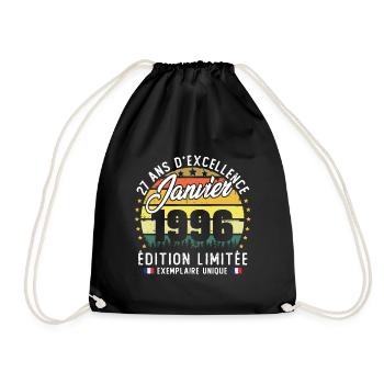 Vintage Cadeau Anniversaire 27 Ans Janvier 1996 - Sac de sport léger - noir - Devant
