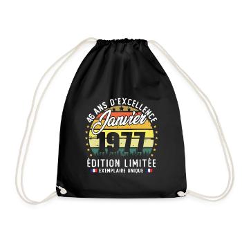 Vintage Birthday Gift 46 Years January 1977 - Drawstring Bag - black - Front
