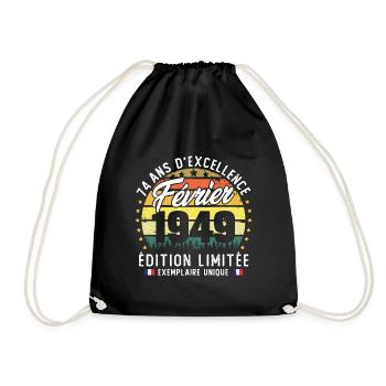 Vintage Cadeau Anniversaire 74 Ans Février 1949 - Sac de sport léger - noir - Devant