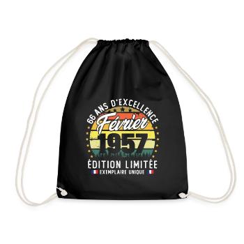 Vintage Cadeau Anniversaire 66 Ans Février 1957 - Sac de sport léger - noir - Devant
