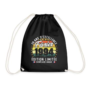 Vintage Cadeau Anniversaire 29 Ans Février 1994 - Sac de sport léger - noir - Devant
