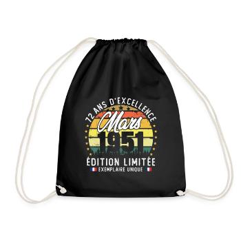 Vintage Cadeau Anniversaire 72 Ans Mars 1951 - Sac de sport léger - noir - Devant